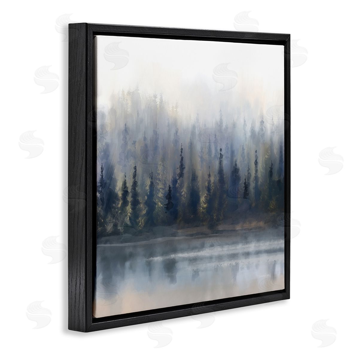 Danhui Nai Misty Gray Forest Black Floating Frame Canvas Wall Art Print