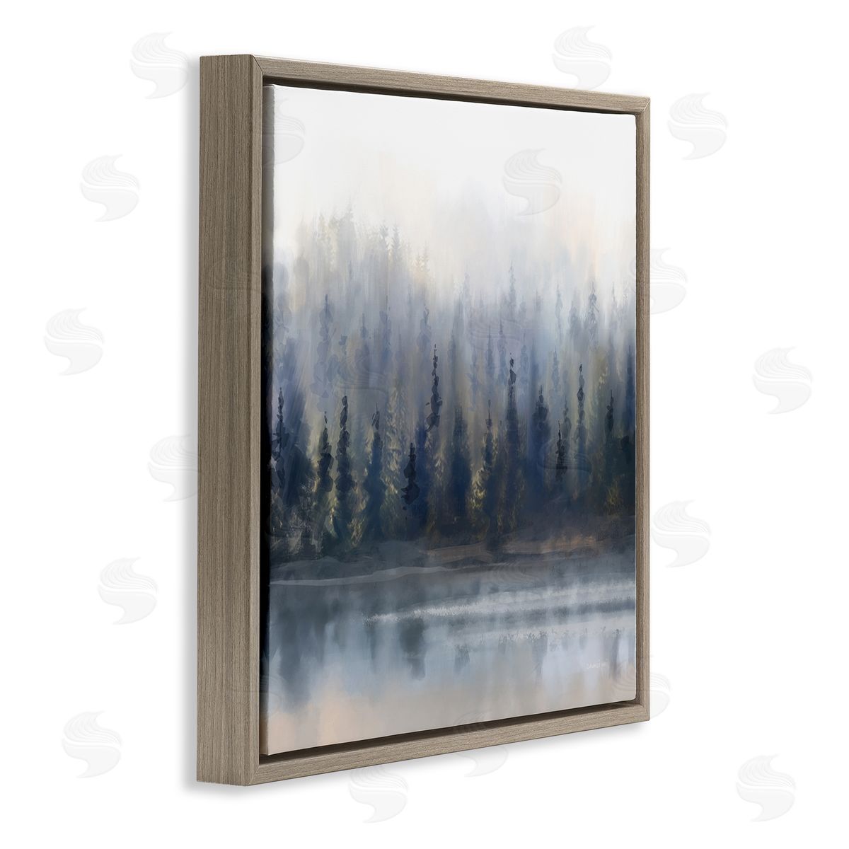 Danhui Nai Misty Gray Forest Brown Floating Frame Canvas Wall Art Print