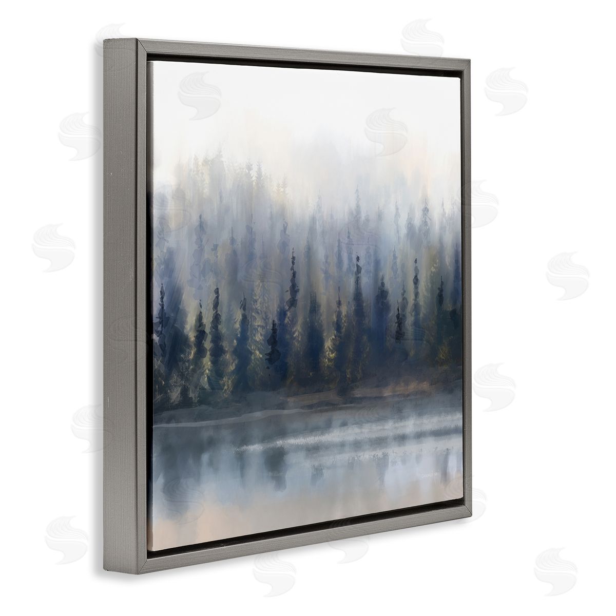 Danhui Nai Misty Gray Forest Gray Floating Frame Canvas Wall Art Print