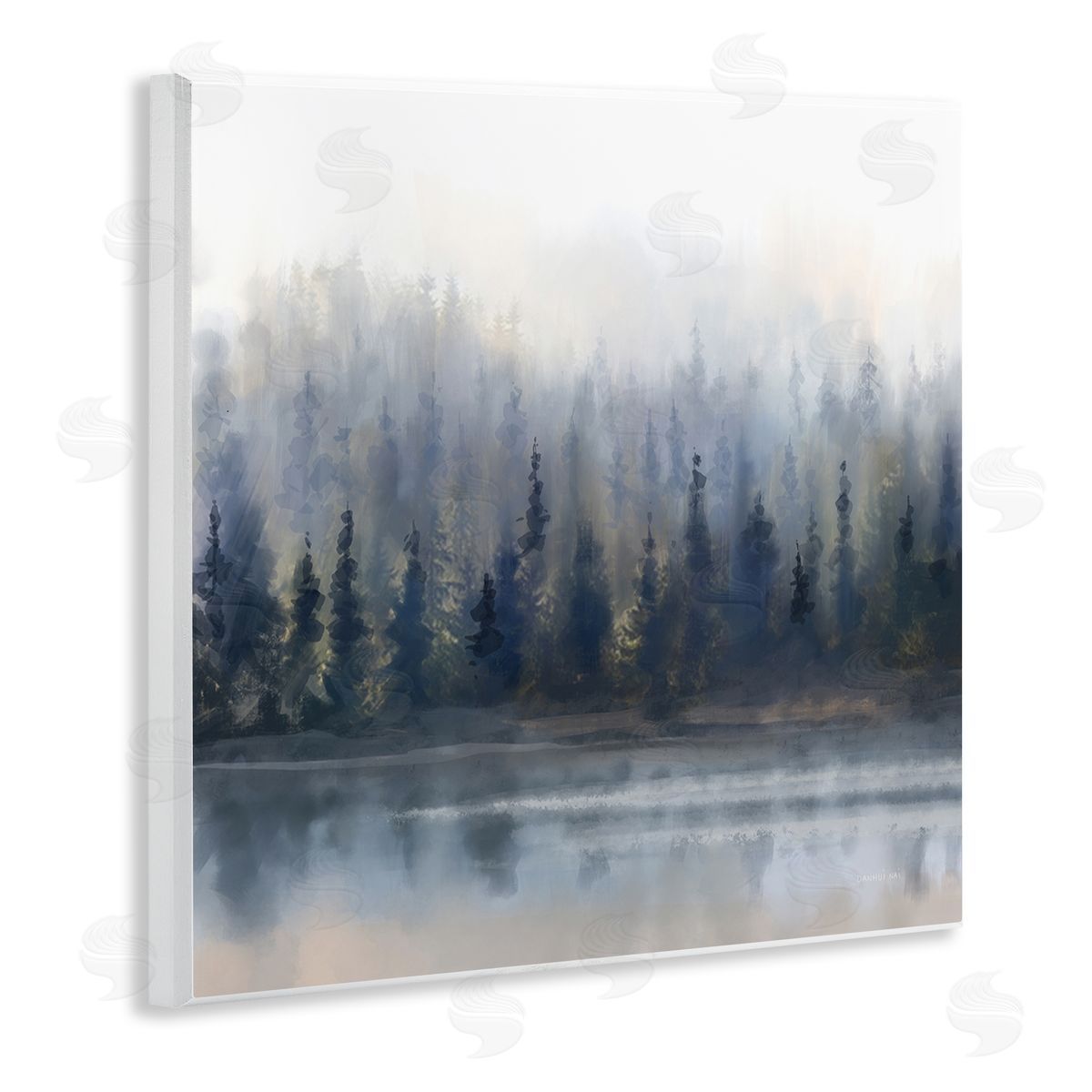 Danhui Nai Misty Gray Forest Wooden Wall Plaque Art Print