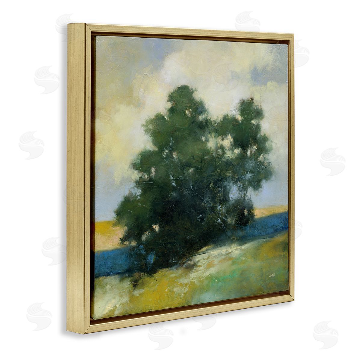 Julia Purinton Solitary Trees Landscape Gold Floating Frame Canvas Wall Art Print