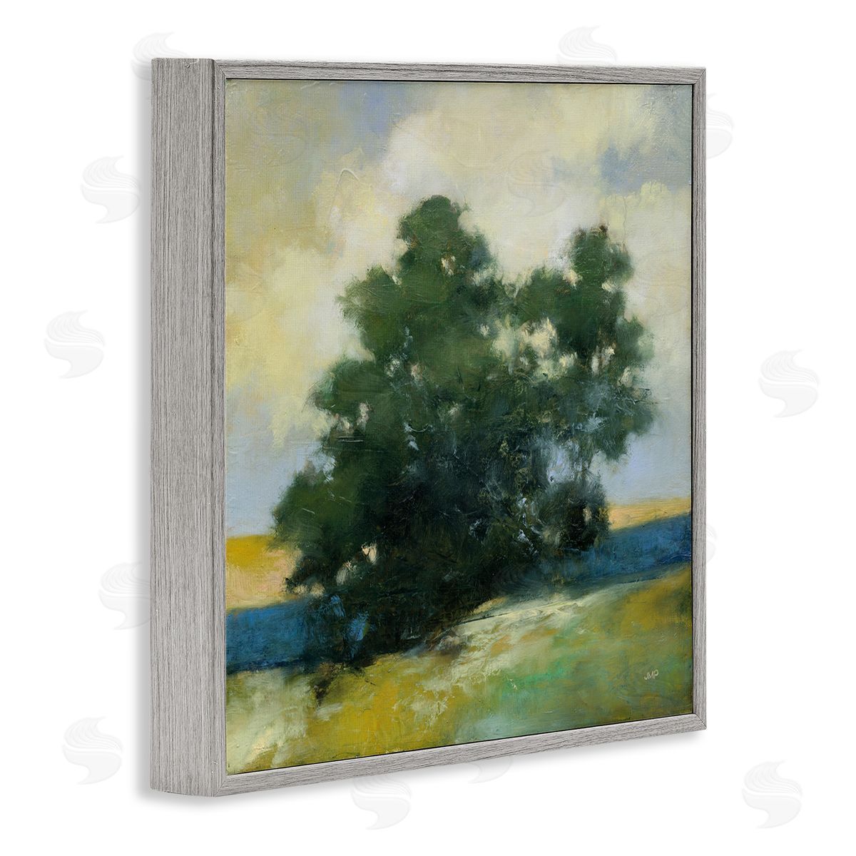 Julia Purinton Solitary Trees Landscape Gray Framed Giclee Wall Art Print
