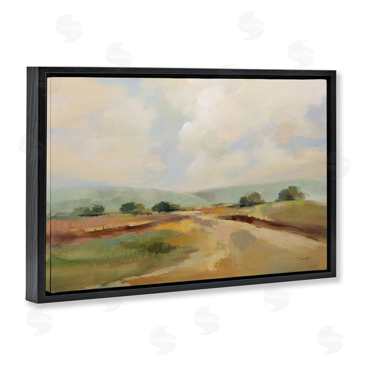 Silvia Vassileva Solitary Rural Landscape Black Floating Frame Canvas Wall Art Print