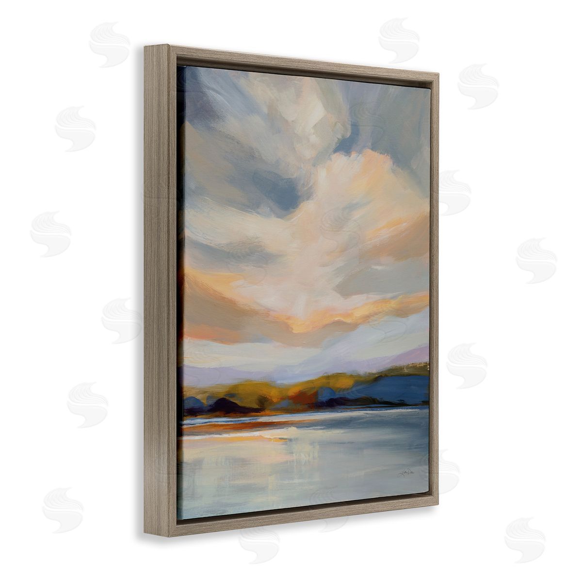 Morning Glory Seascape Brown Floating Frame Canvas Wall Art, Home Decor by Katrina Pete