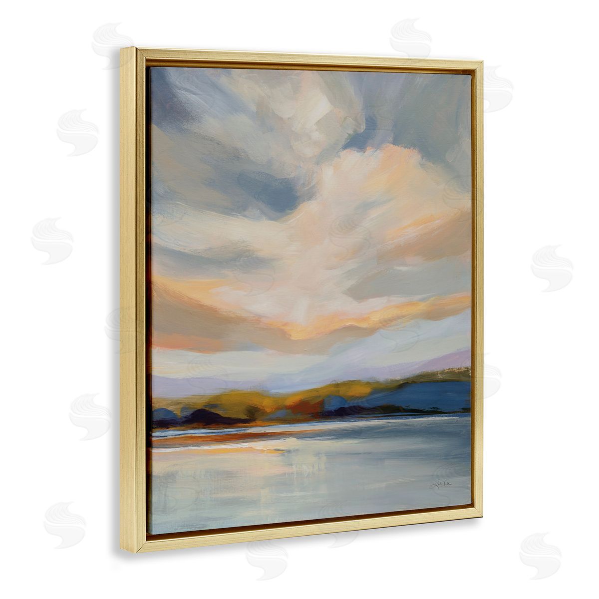 Morning Glory Seascape Gold Floating Frame Canvas Wall Art, Home Decor by Katrina Pete