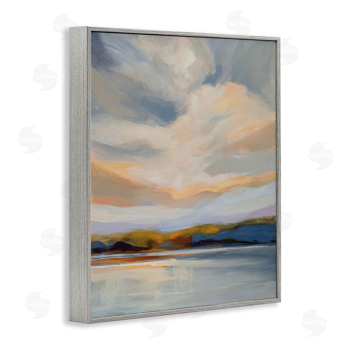 Morning Glory Seascape Grey Frame Print Wall Art, Home Decor by Katrina Pete