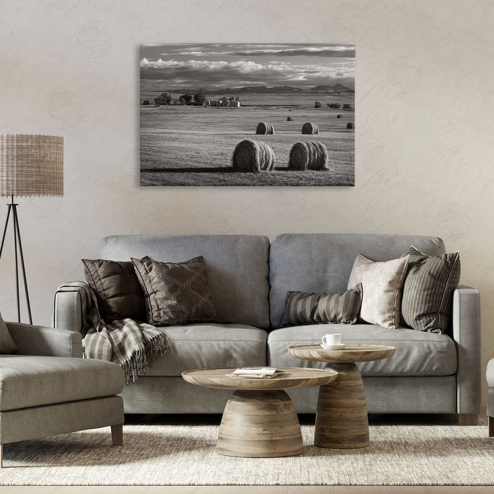 Alan Majchrowicz Montana Hay Bales Canvas Wall Art Print in Room