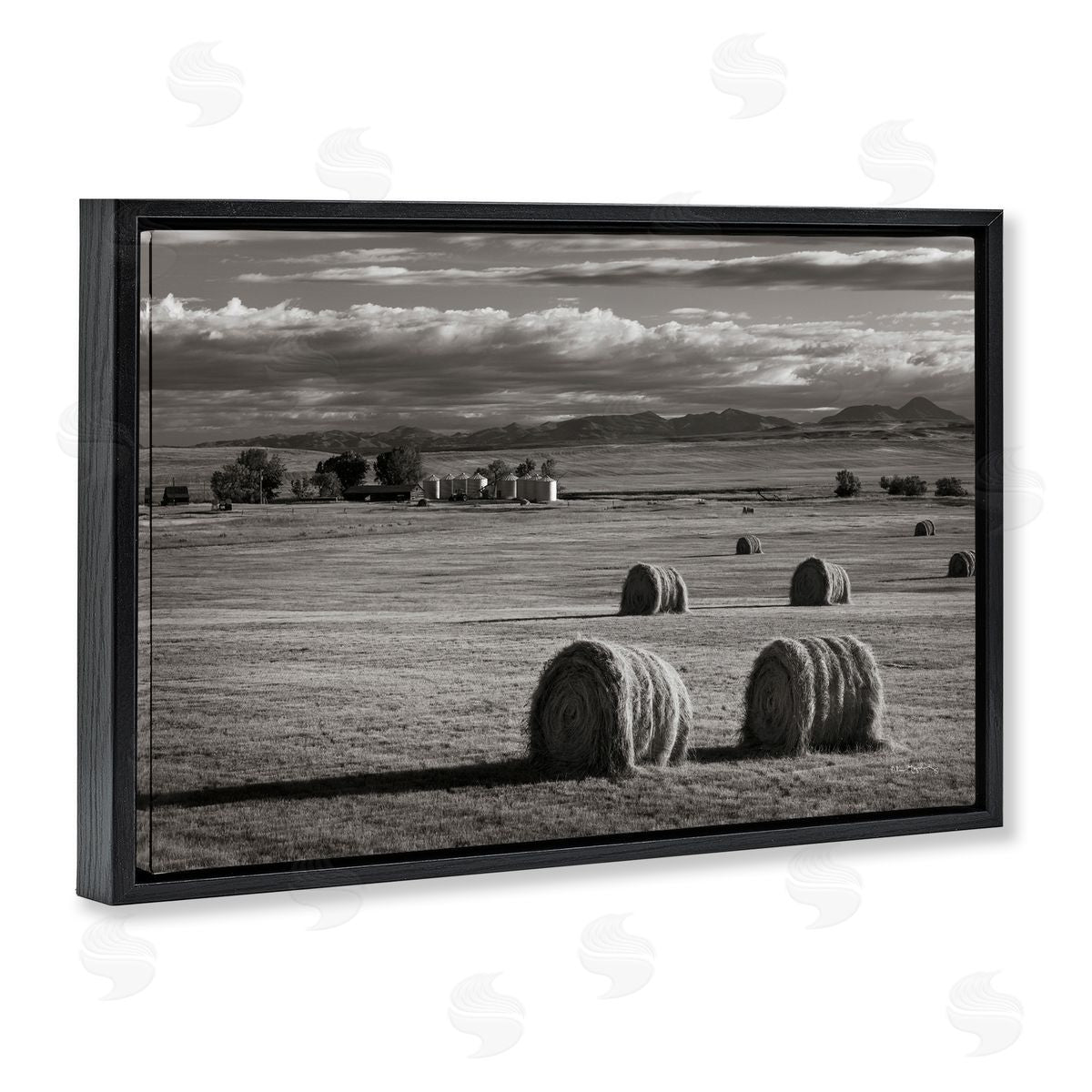 Alan Majchrowicz Montana Hay Bales Black Floating Frame Canvas Wall Art Print