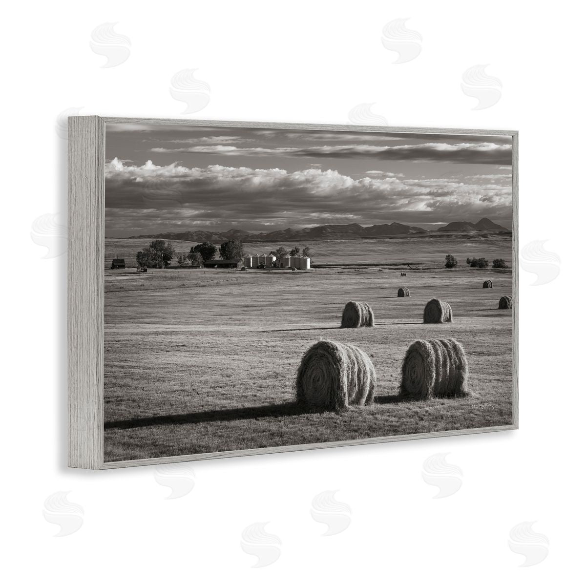 Alan Majchrowicz Montana Hay Bales Gray Framed Giclee Wall Art Print