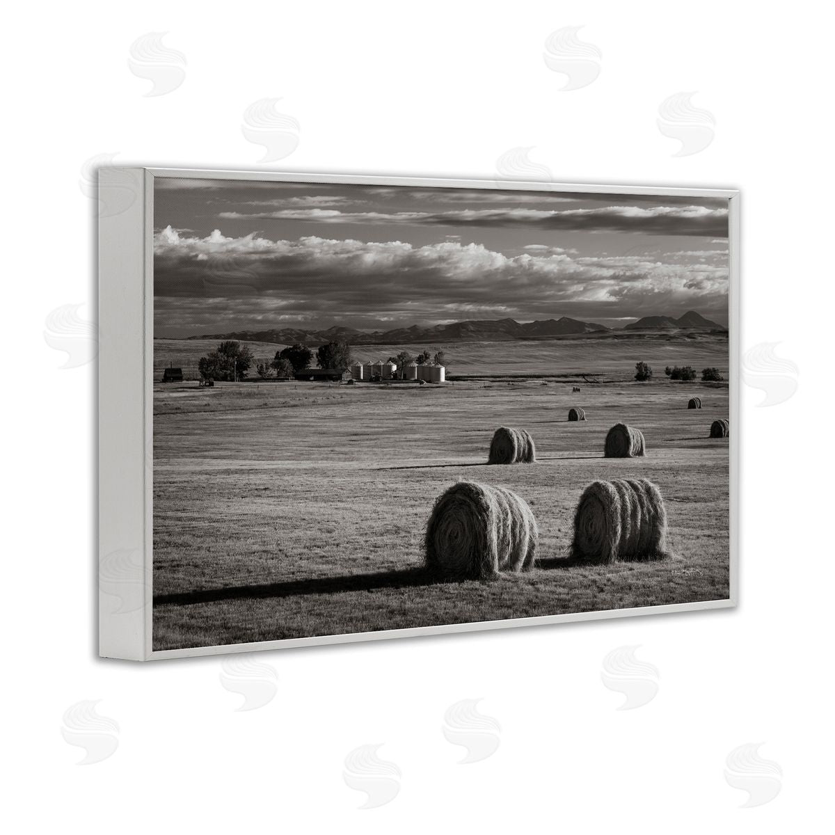 Alan Majchrowicz Montana Hay Bales White Framed Giclee Wall Art Print