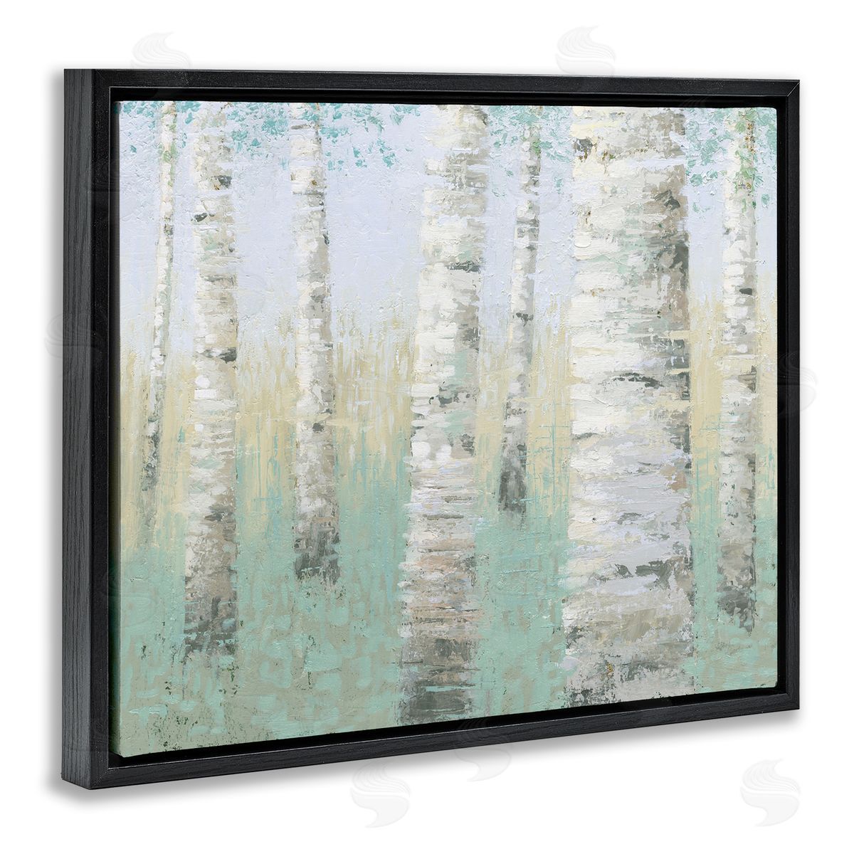 Wellington Studio Blue Birch Forest Black Floating Frame Canvas Wall Art Print