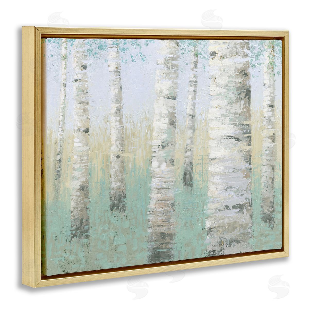 Wellington Studio Blue Birch Forest Gold Floating Frame Canvas Wall Art Print