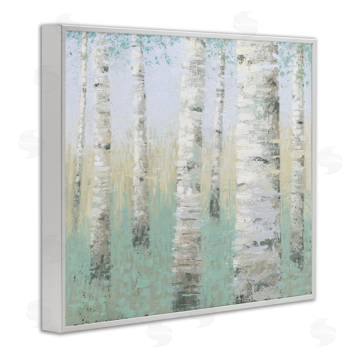 Wellington Studio Blue Birch Forest White Framed Giclee Wall Art Print
