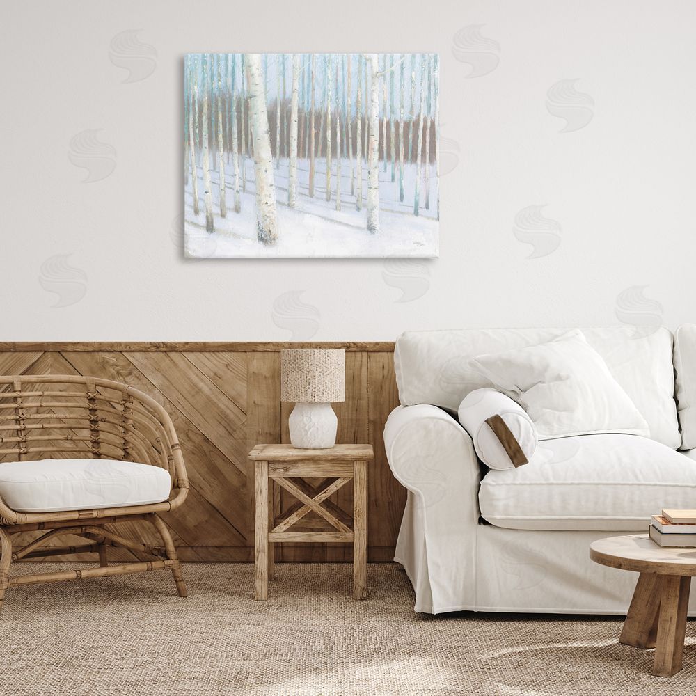 Wellington Studio Winter Birch Forest Canvas Wall Art Print in Room