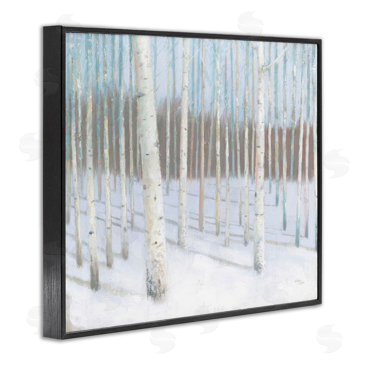 Wellington Studio Winter Birch Forest Black Framed Giclee Wall Art Print