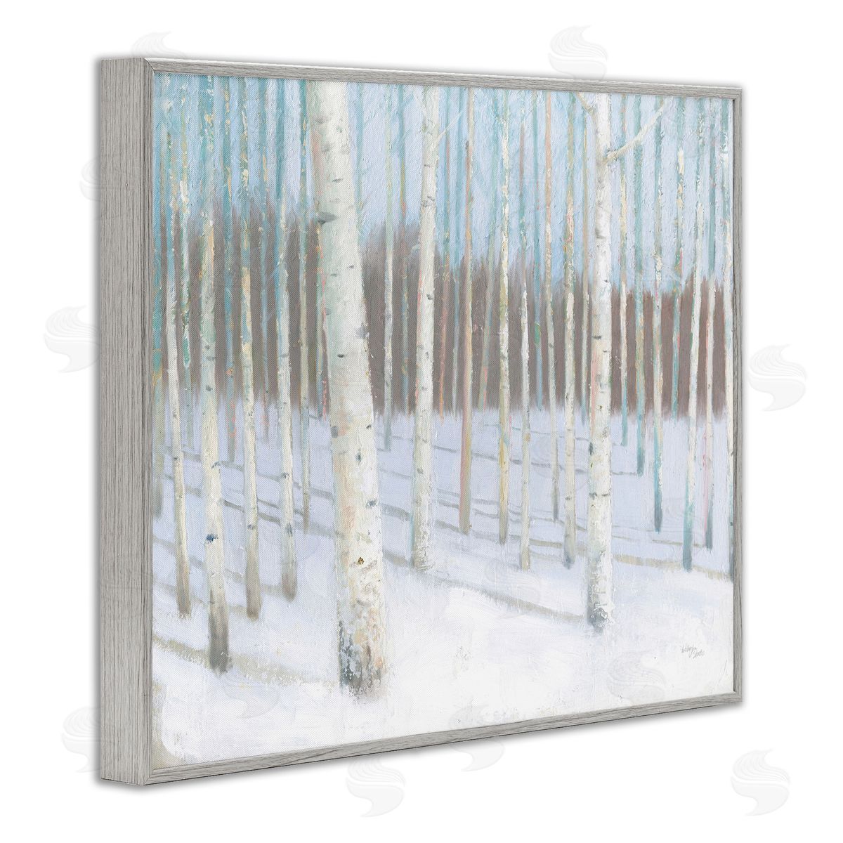 Wellington Studio Winter Birch Forest Gray Framed Giclee Wall Art Print