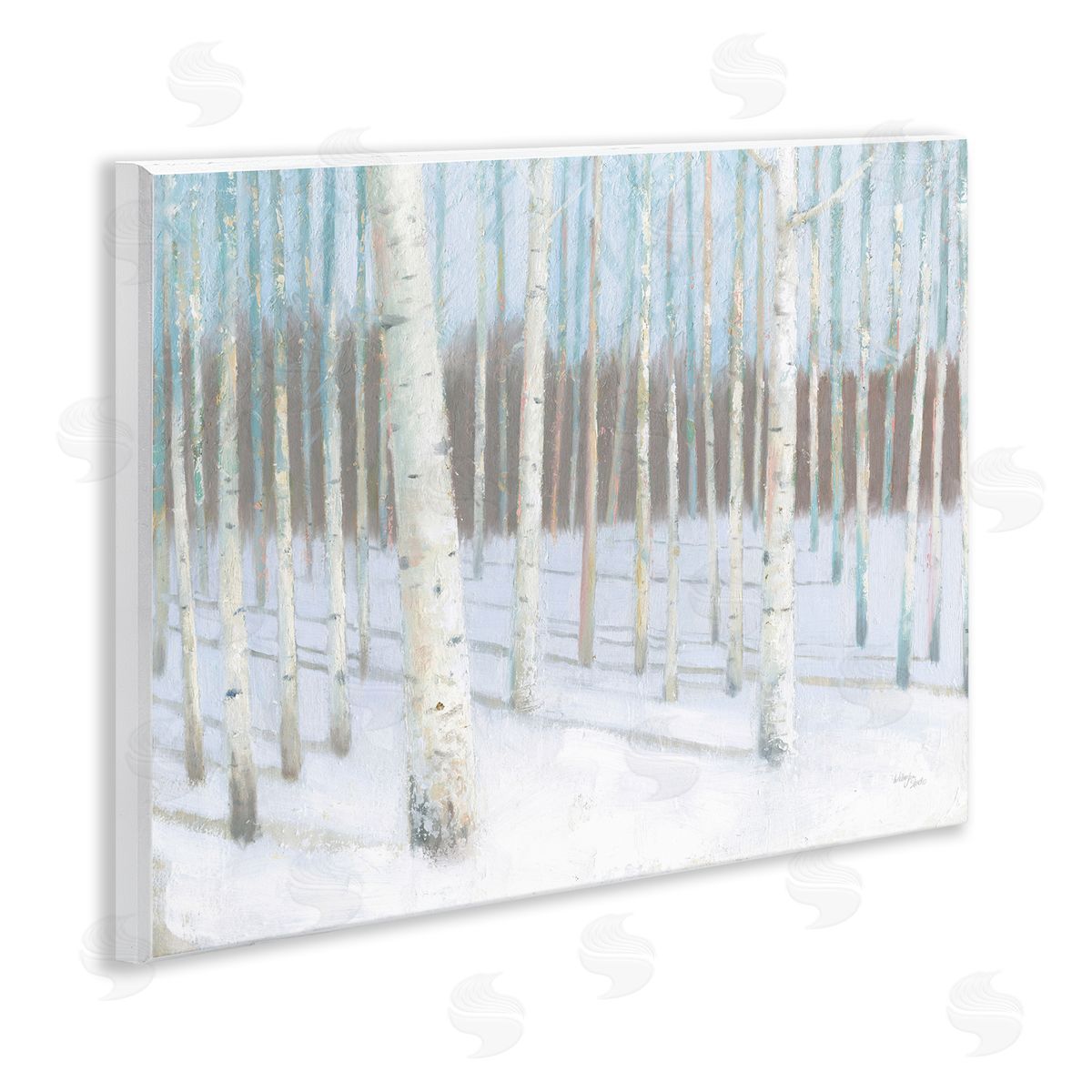 Wellington Studio Winter Birch Forest Wooden Wall Plaque Art Print
