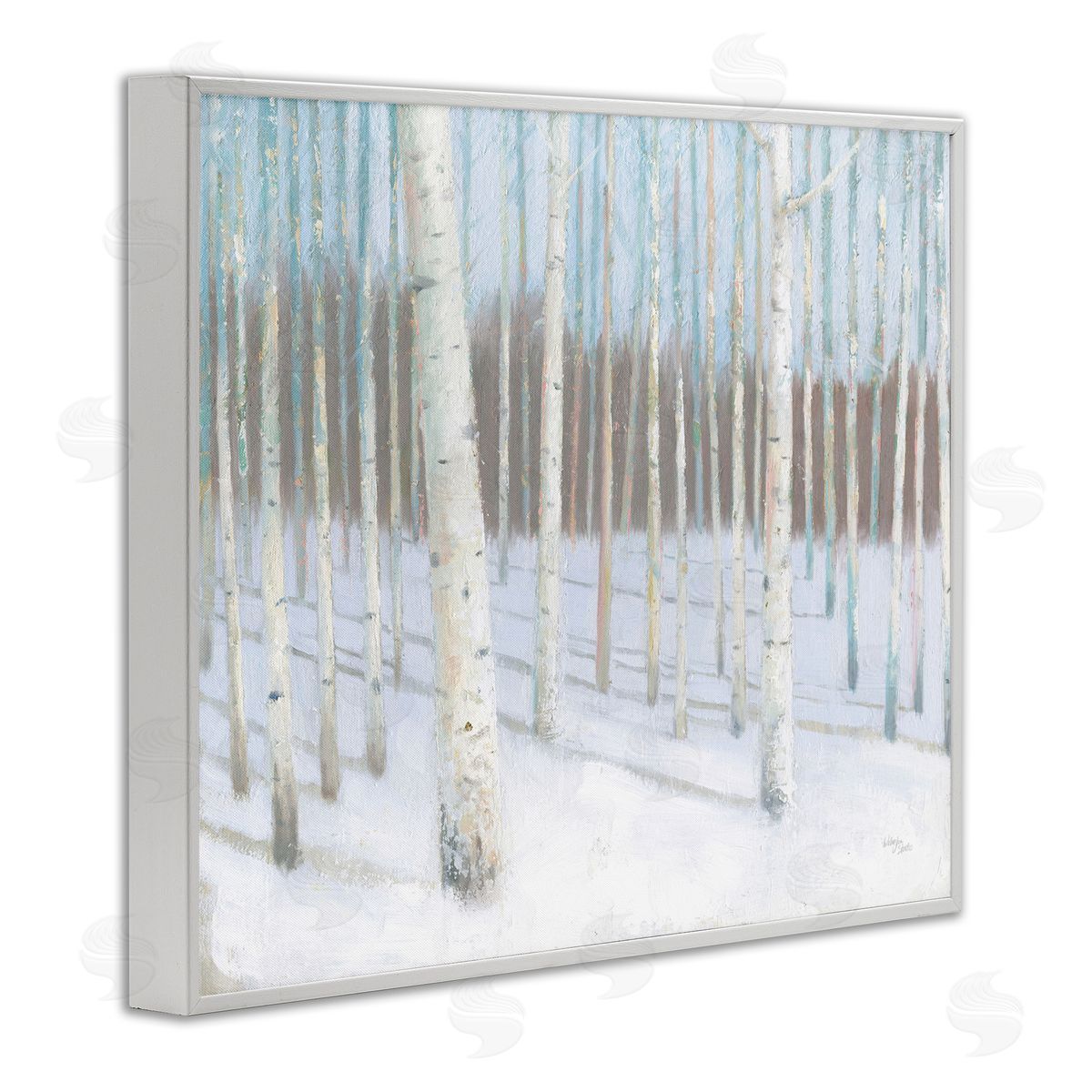 Wellington Studio Winter Birch Forest White Framed Giclee Wall Art Print