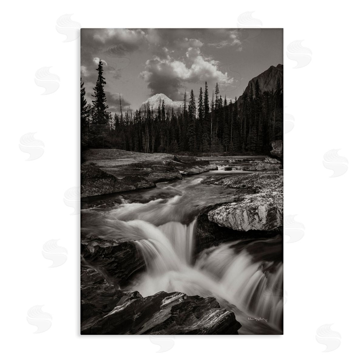 Rocky Splashing River Canvas Wall Art, Home Decor by Alan Majchrowicz