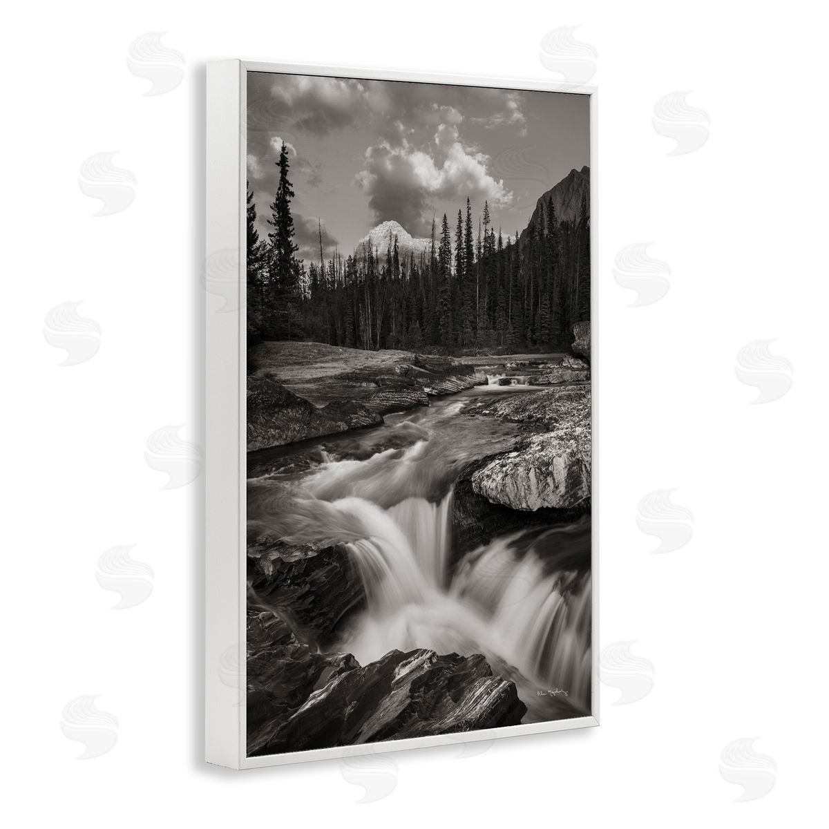 Rocky Splashing River White Frame Print Wall Art, Home Decor by Alan Majchrowicz