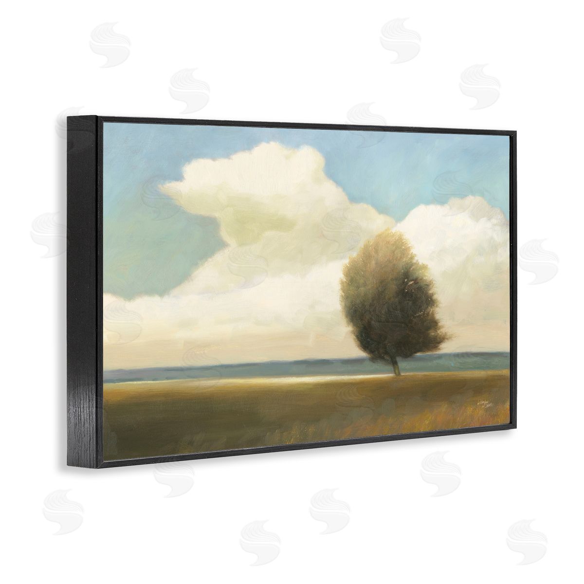 Wellington Studio Windblown Tree Landscape Black Framed Giclee Wall Art Print