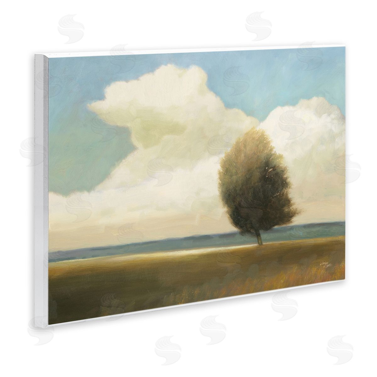 Wellington Studio Windblown Tree Landscape Wooden Wall Plaque Art Print