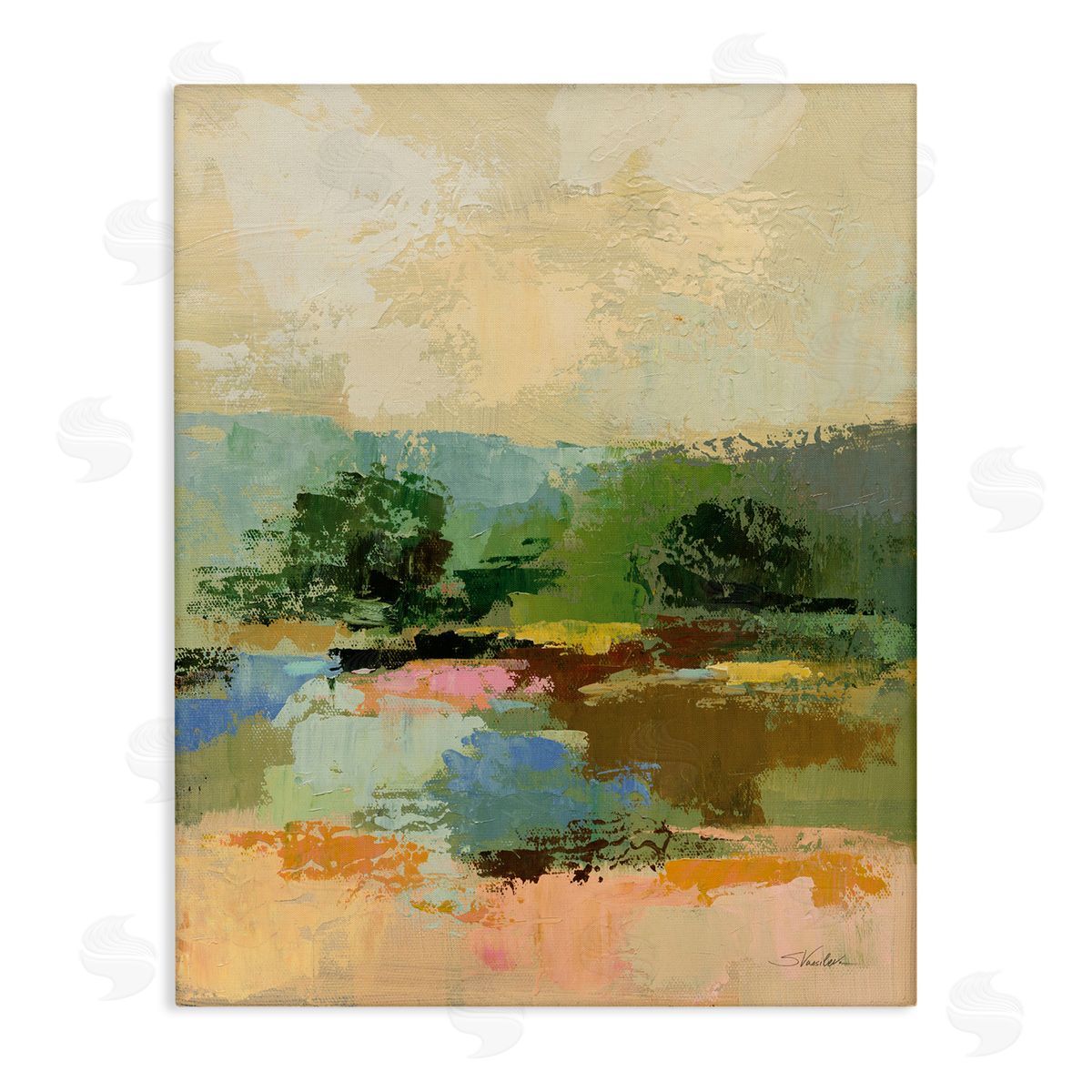 Across The River Abstract Canvas Wall Art, Home Decor by Silvia Vassileva