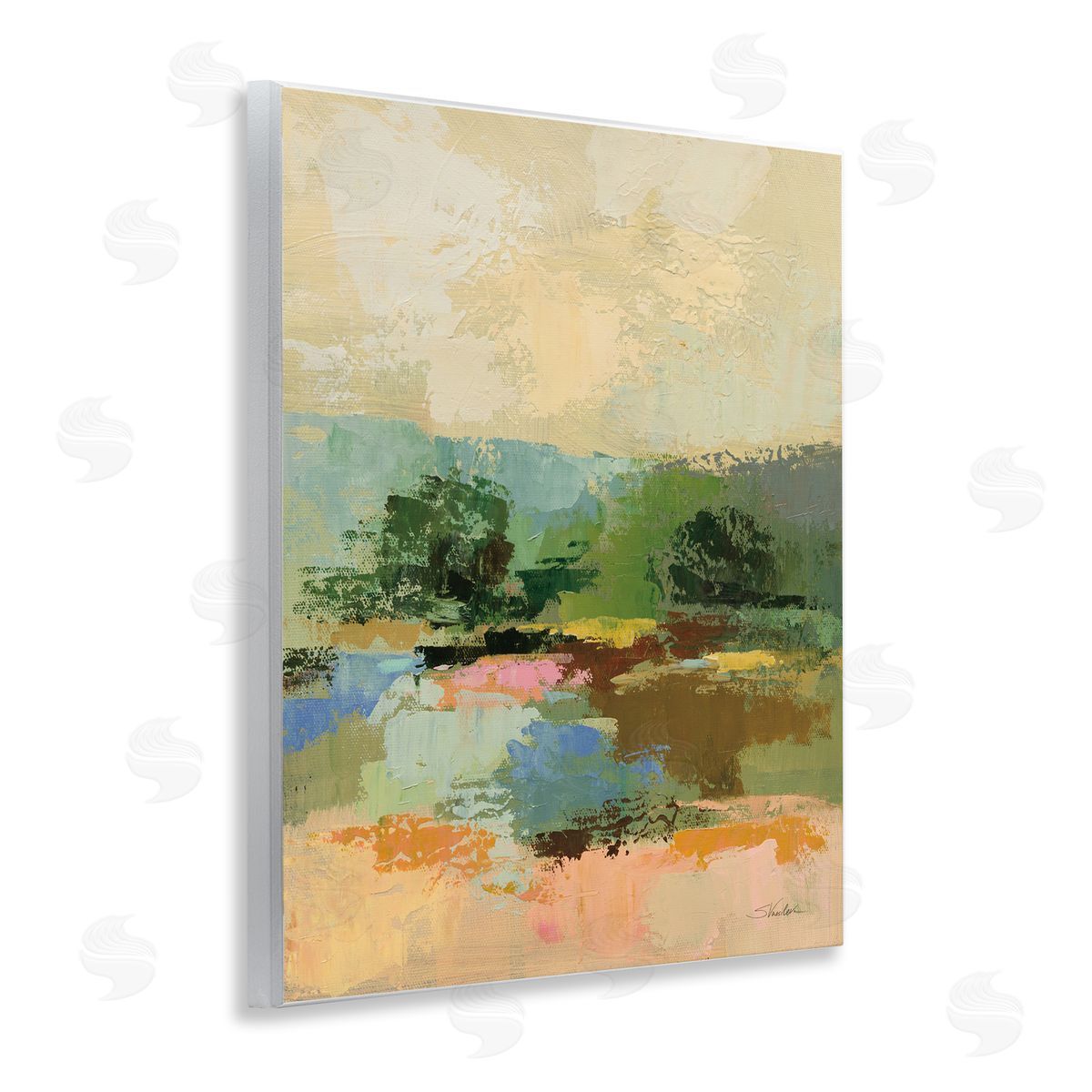Across The River Abstract Wood Plaque Wall Art, Home Decor by Silvia Vassileva
