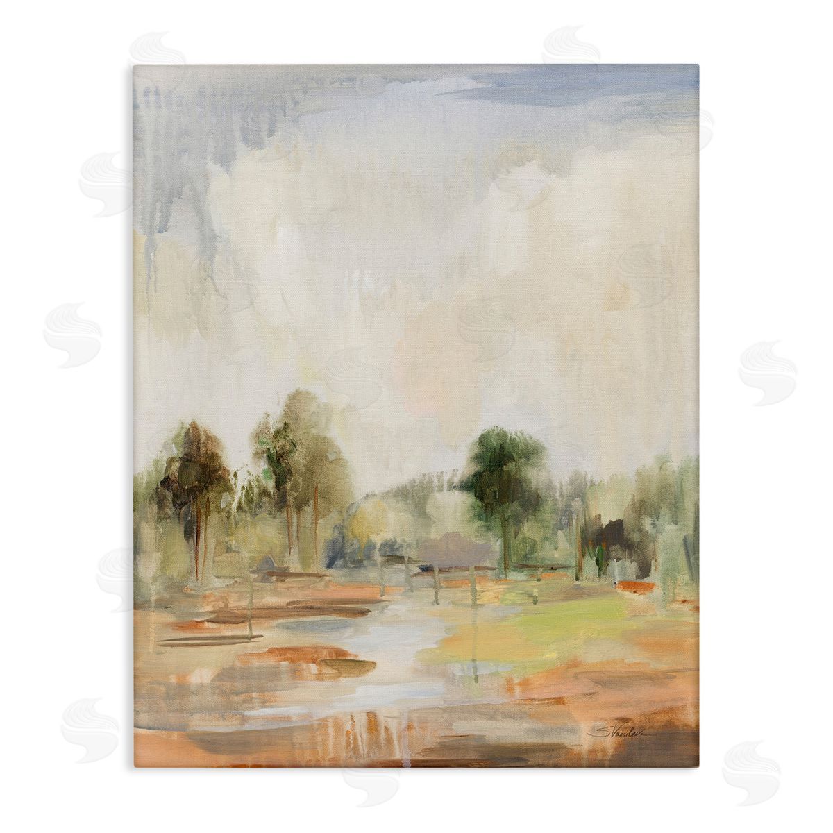Summer Rain Landscape Canvas Wall Art, Home Decor by Silvia Vassileva