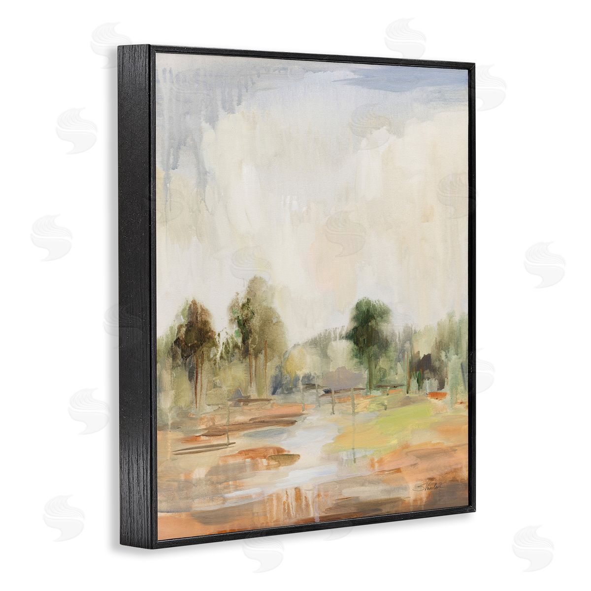 Summer Rain Landscape Black Frame Print Wall Art, Home Decor by Silvia Vassileva