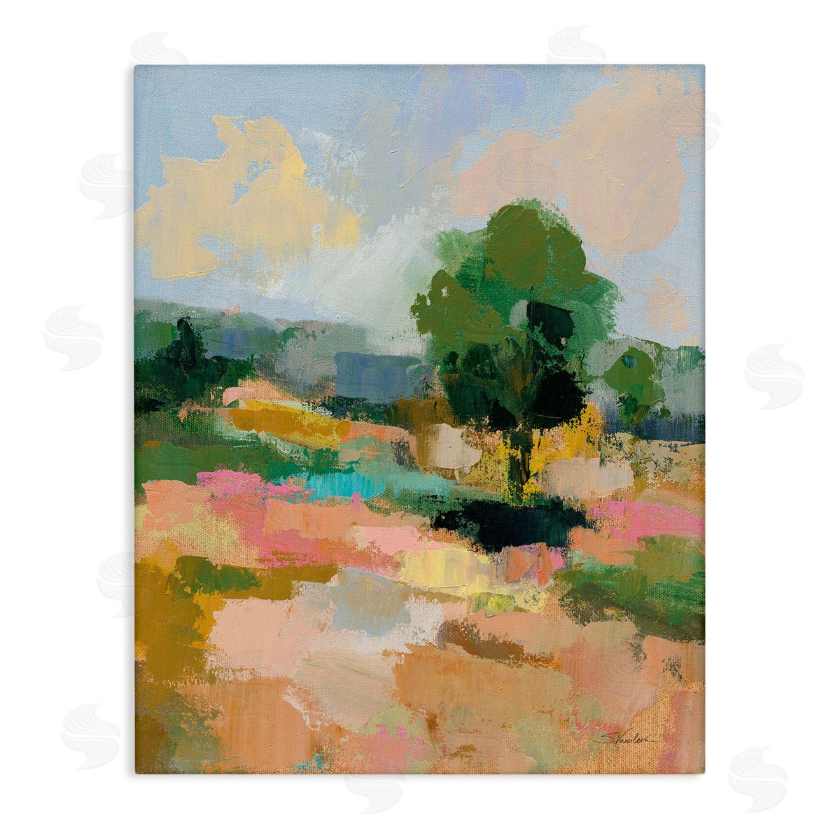 Lone Tree Abstraction Canvas Wall Art, Home Decor by Silvia Vassileva