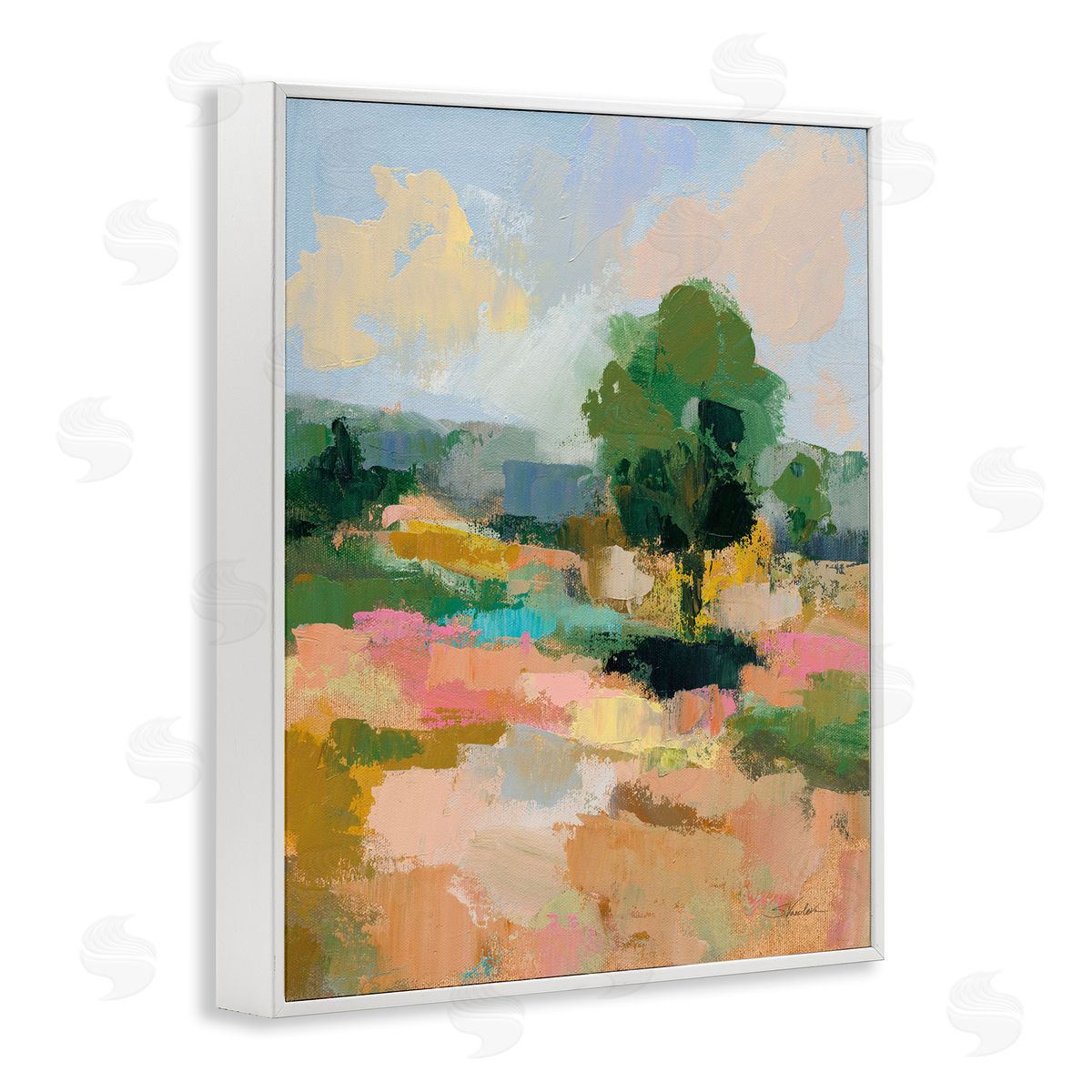Lone Tree Abstraction White Frame Print Wall Art, Home Decor by Silvia Vassileva