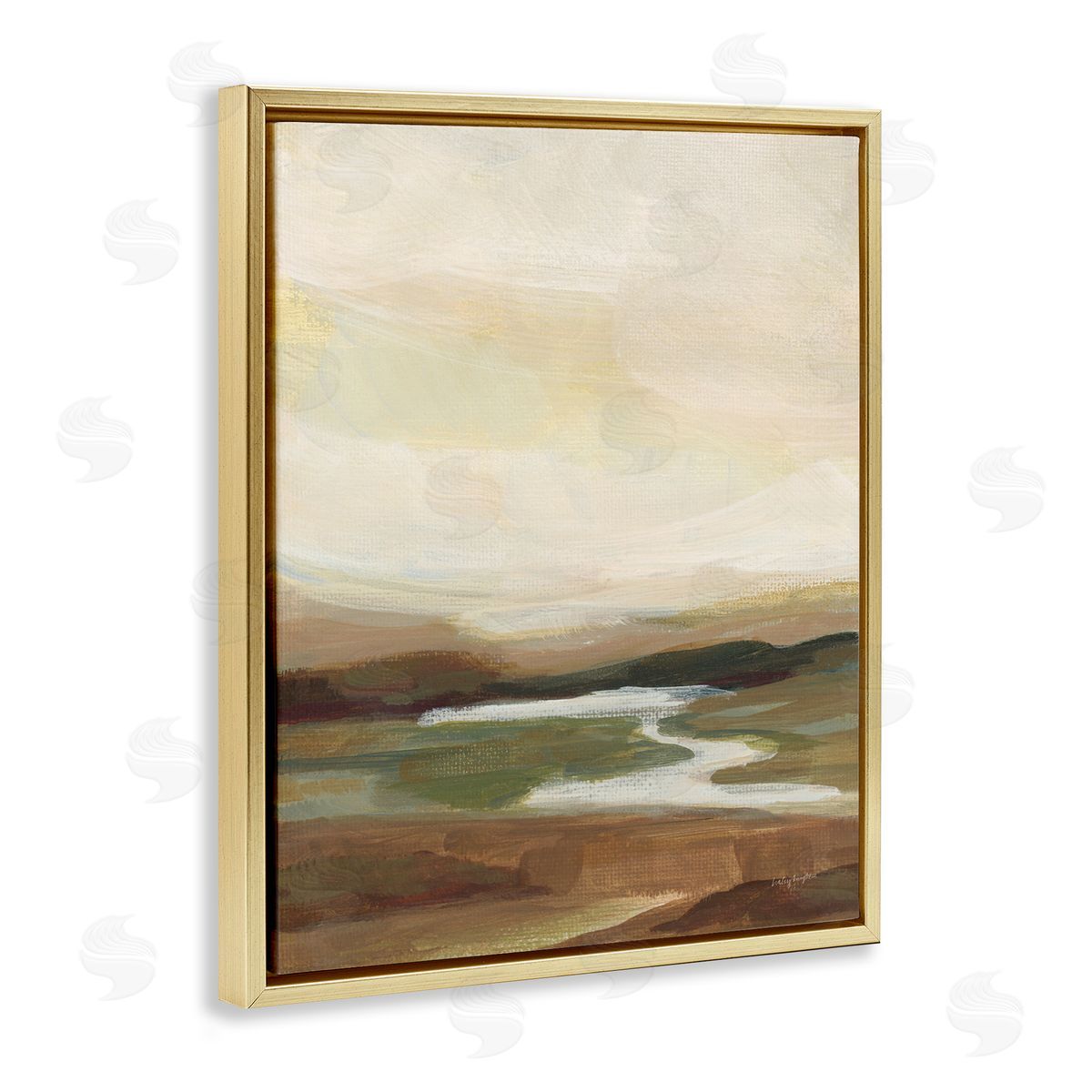 Haley Knighten Chestnut Springs River Gold Floating Frame Canvas Wall Art Print