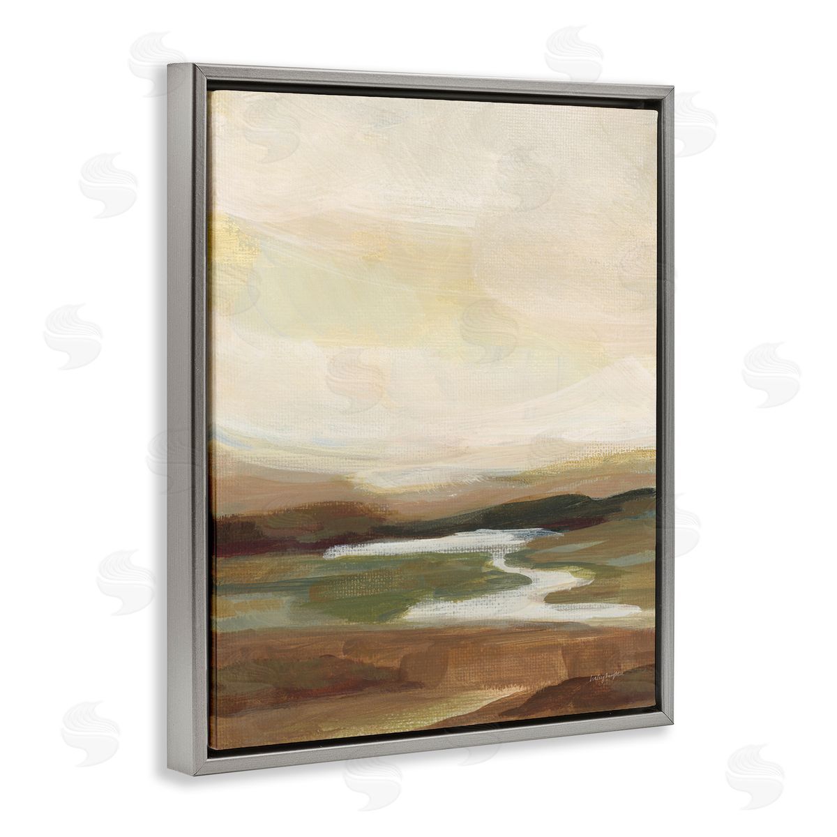 Haley Knighten Chestnut Springs River Gray Floating Frame Canvas Wall Art Print