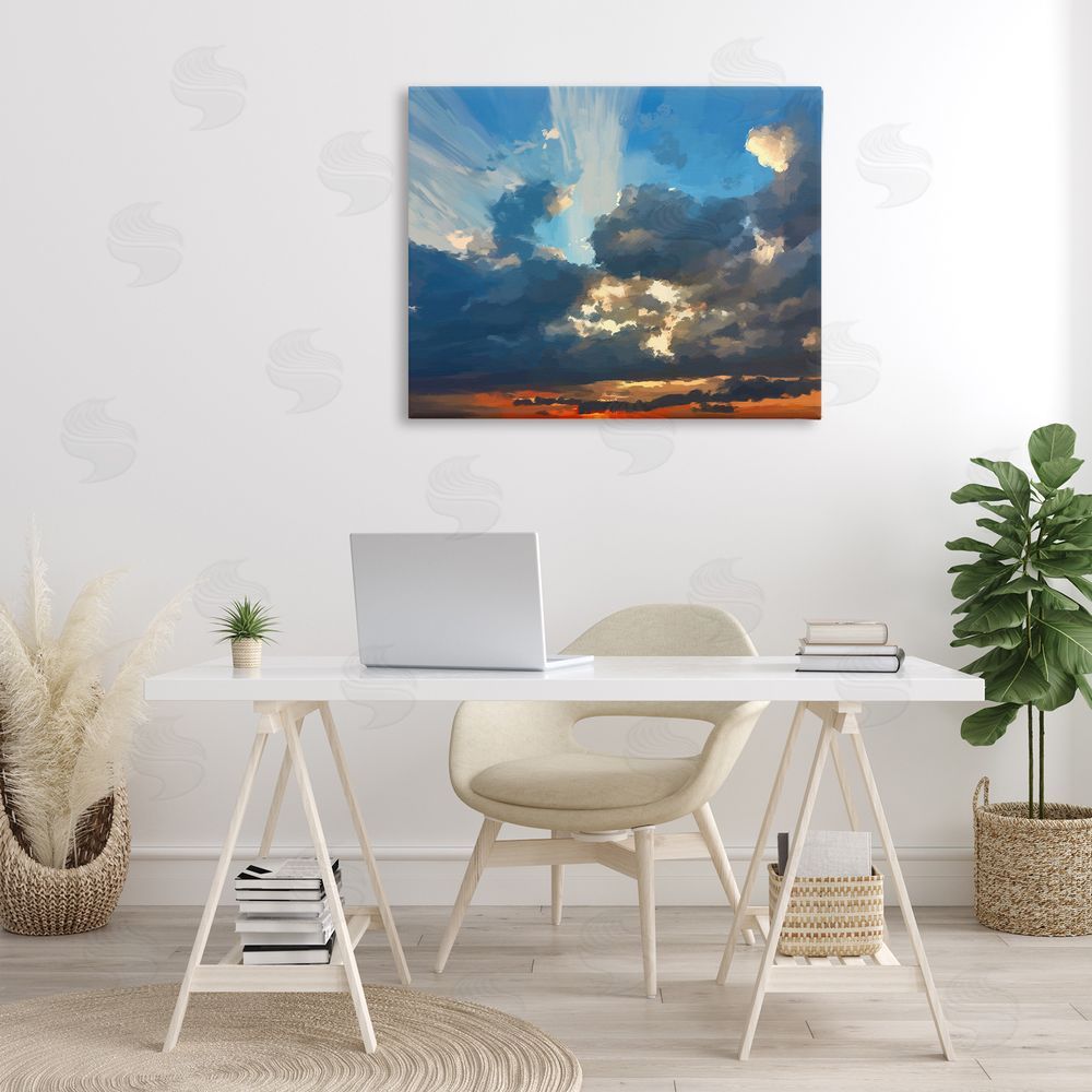 Emily Kalina Sun Rays Through Clouds Canvas Wall Art Print in Room