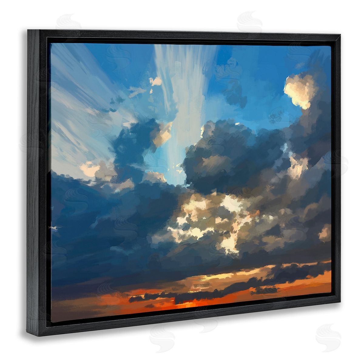 Emily Kalina Sun Rays Through Clouds Black Floating Frame Canvas Wall Art Print
