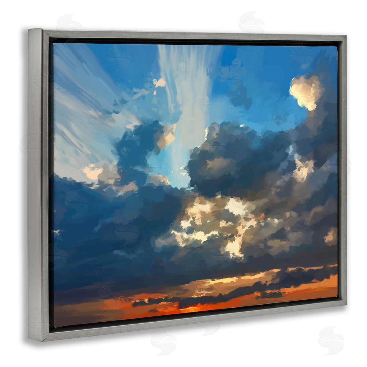 Emily Kalina Sun Rays Through Clouds Gray Floating Frame Canvas Wall Art Print