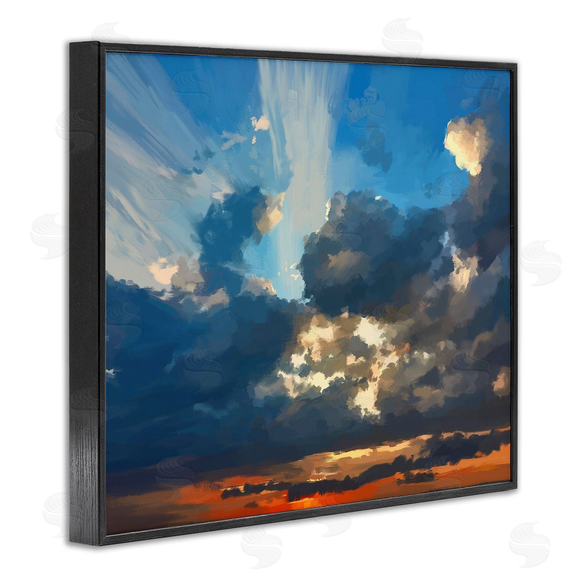 Emily Kalina Sun Rays Through Clouds Black Framed Giclee Wall Art Print