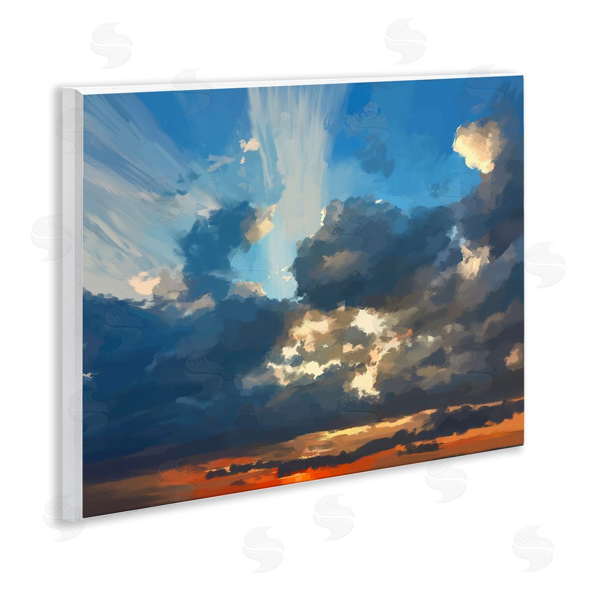Emily Kalina Sun Rays Through Clouds Wooden Wall Plaque Art Print