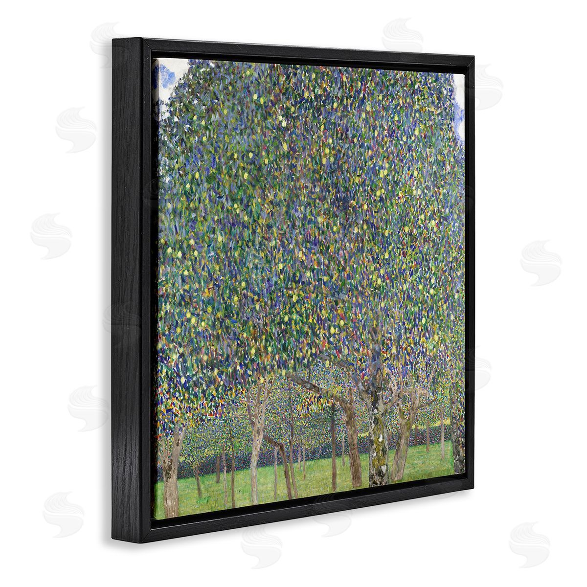 Gustav Klimt Abstract Mosaic Trees Black Floating Frame Canvas Wall Art Print