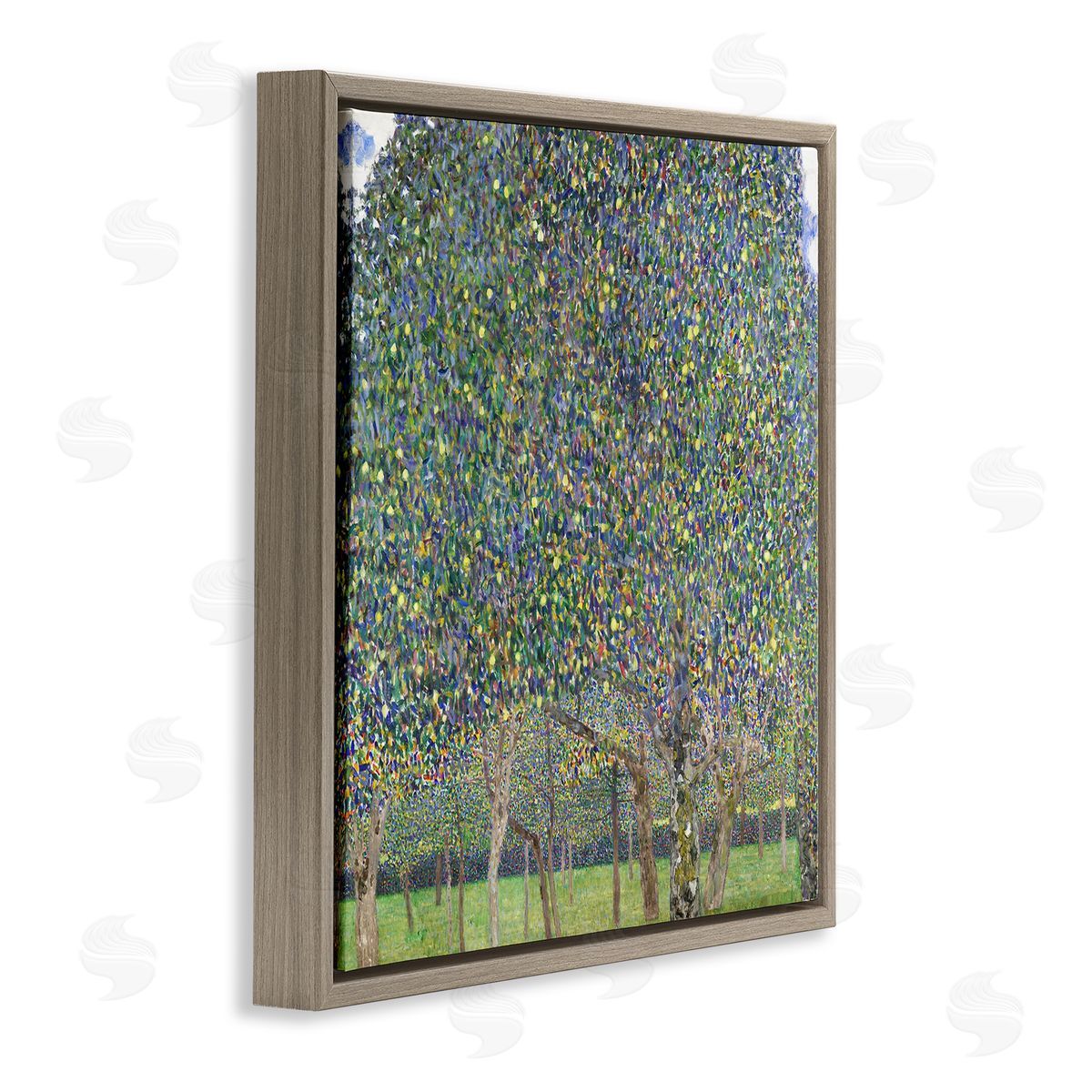 Gustav Klimt Abstract Mosaic Trees Brown Floating Frame Canvas Wall Art Print