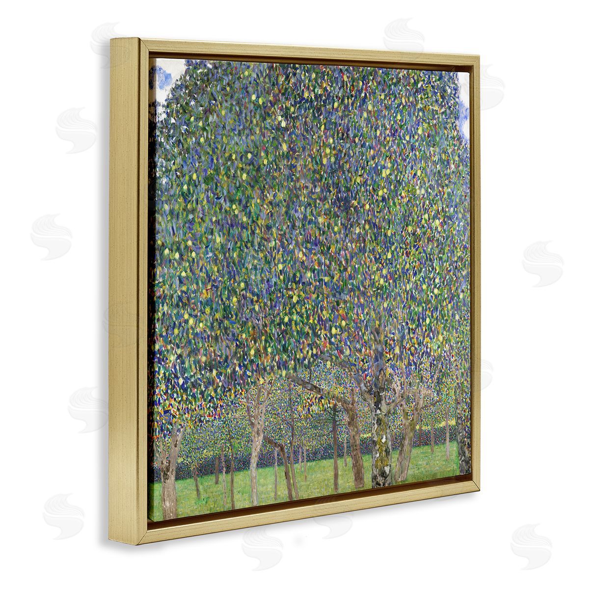 Gustav Klimt Abstract Mosaic Trees Gold Floating Frame Canvas Wall Art Print