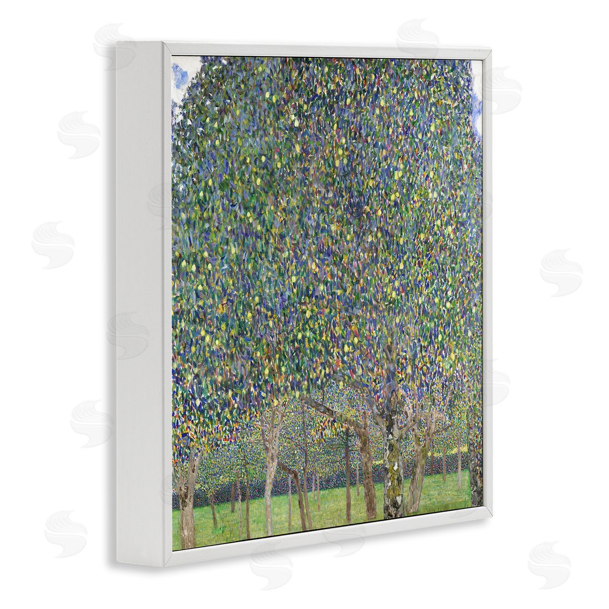 Gustav Klimt Abstract Mosaic Trees White Framed Giclee Wall Art Print