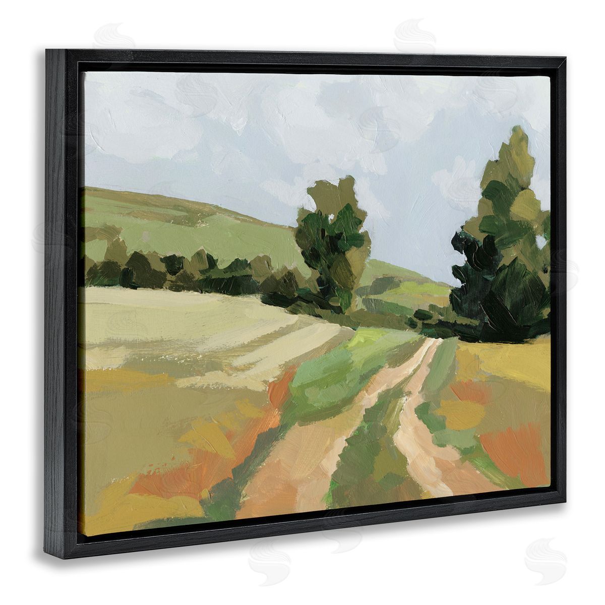 Vast Country Path Black Floating Frame Canvas Wall Art, Home Decor by Victoria Barnes