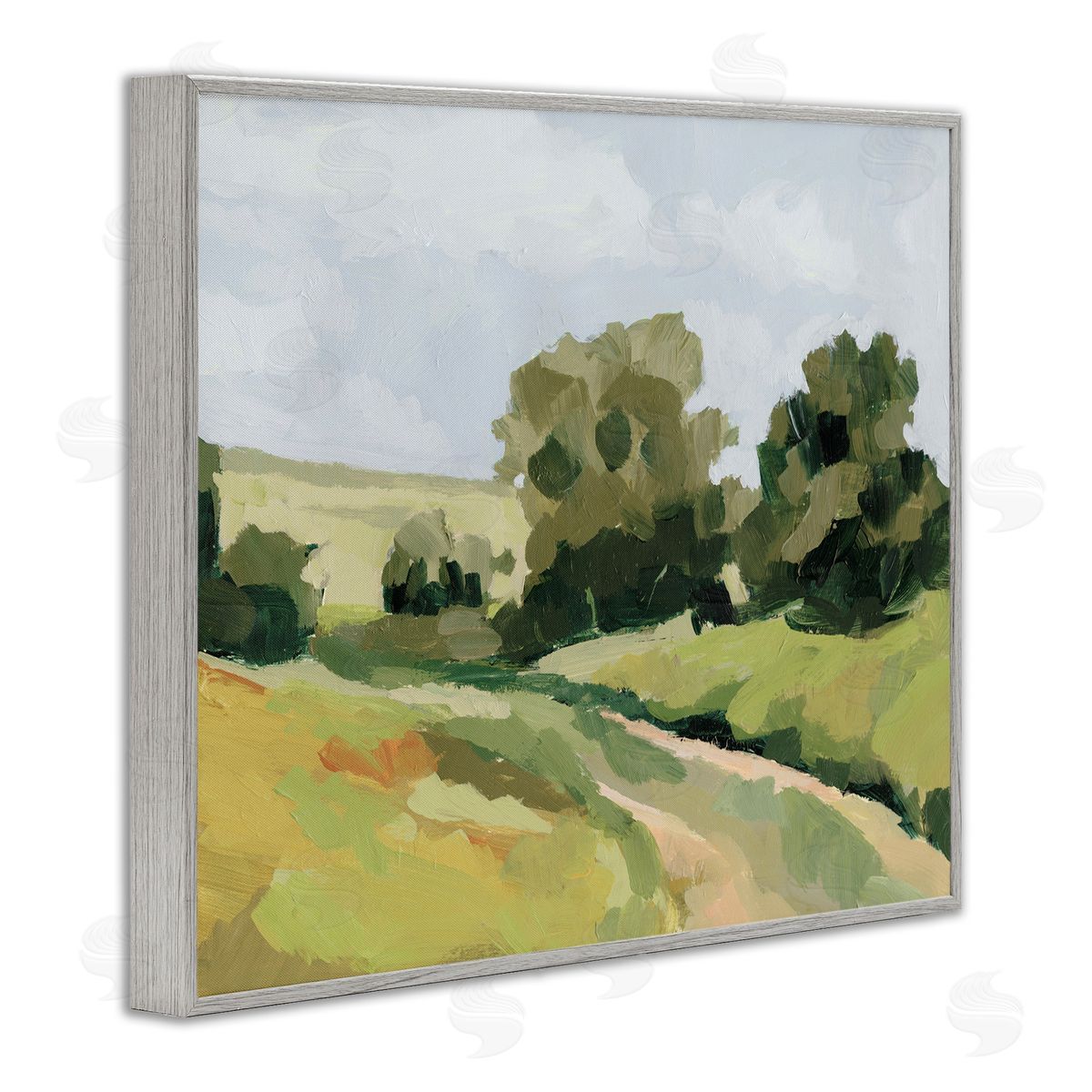 Winding Path Impression Grey Frame Print Wall Art, Home Decor by Victoria Barnes