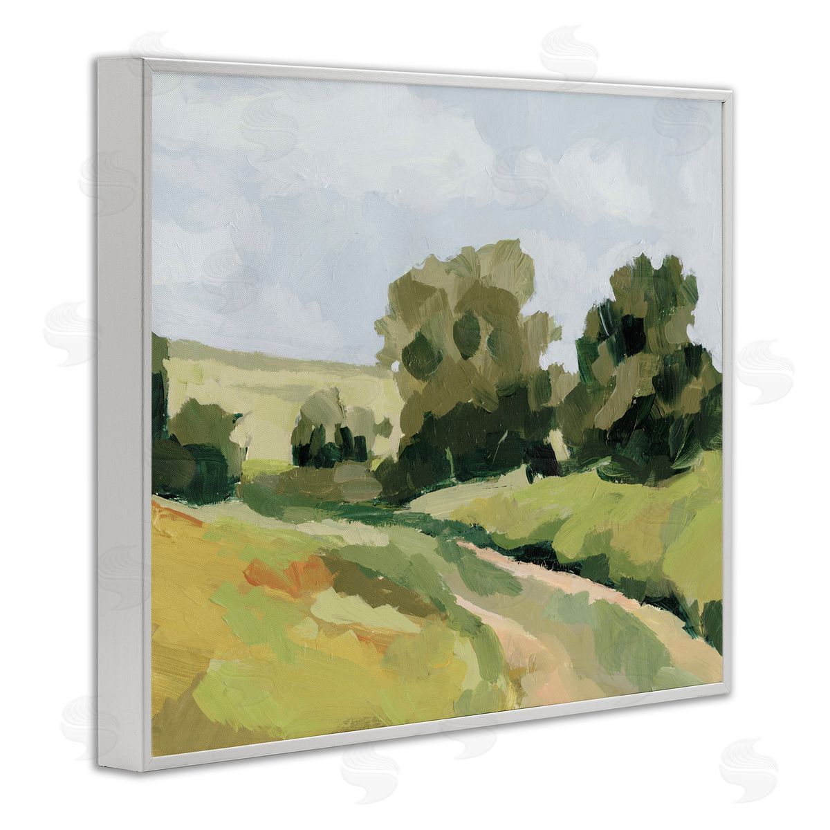 Winding Path Impression White Frame Print Wall Art, Home Decor by Victoria Barnes