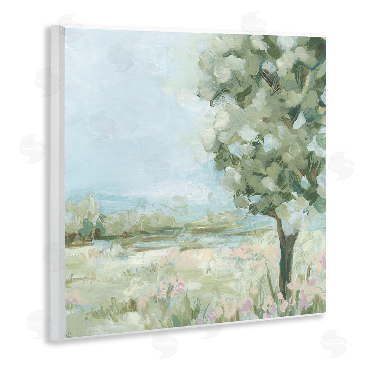 June Erica Vess Lone Tree by Field Wooden Wall Plaque Art Print