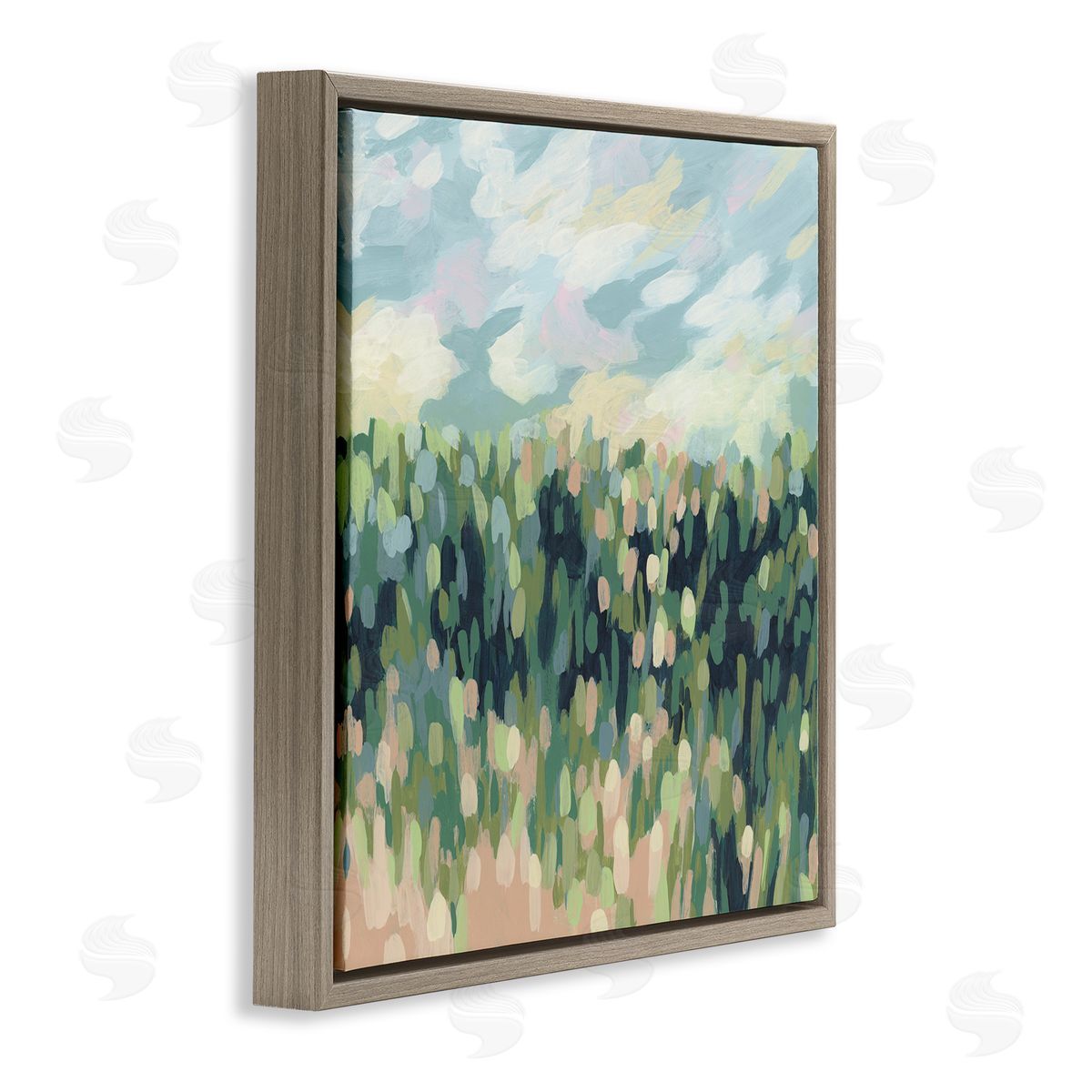 June Erica Vess Abstract Rural Meadow Brown Floating Frame Canvas Wall Art Print