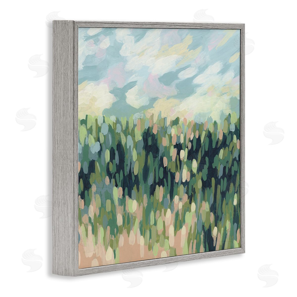June Erica Vess Abstract Rural Meadow Gray Framed Giclee Wall Art Print