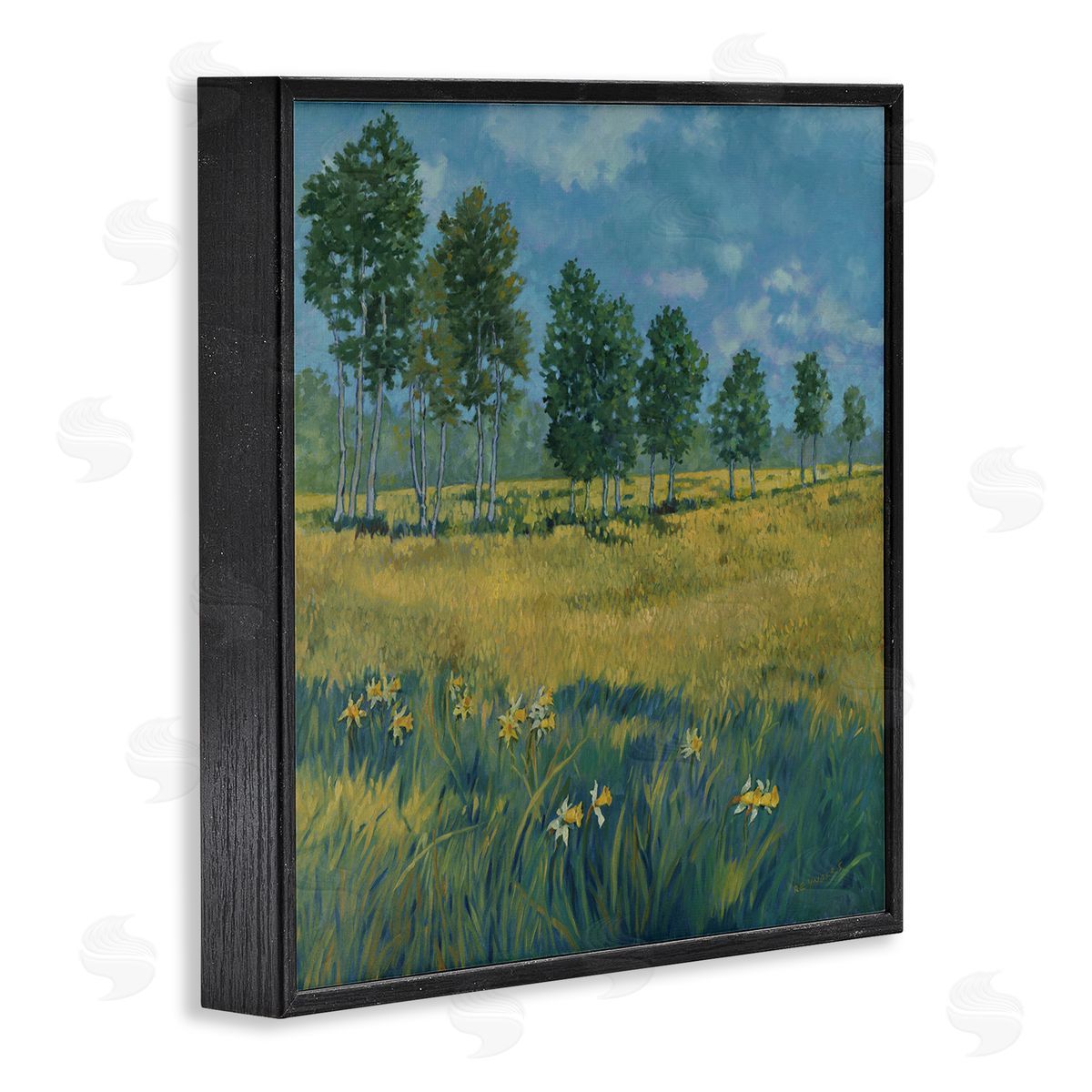 Graham Reynolds Daffodil Field Landscape Black Framed Giclee Wall Art Print